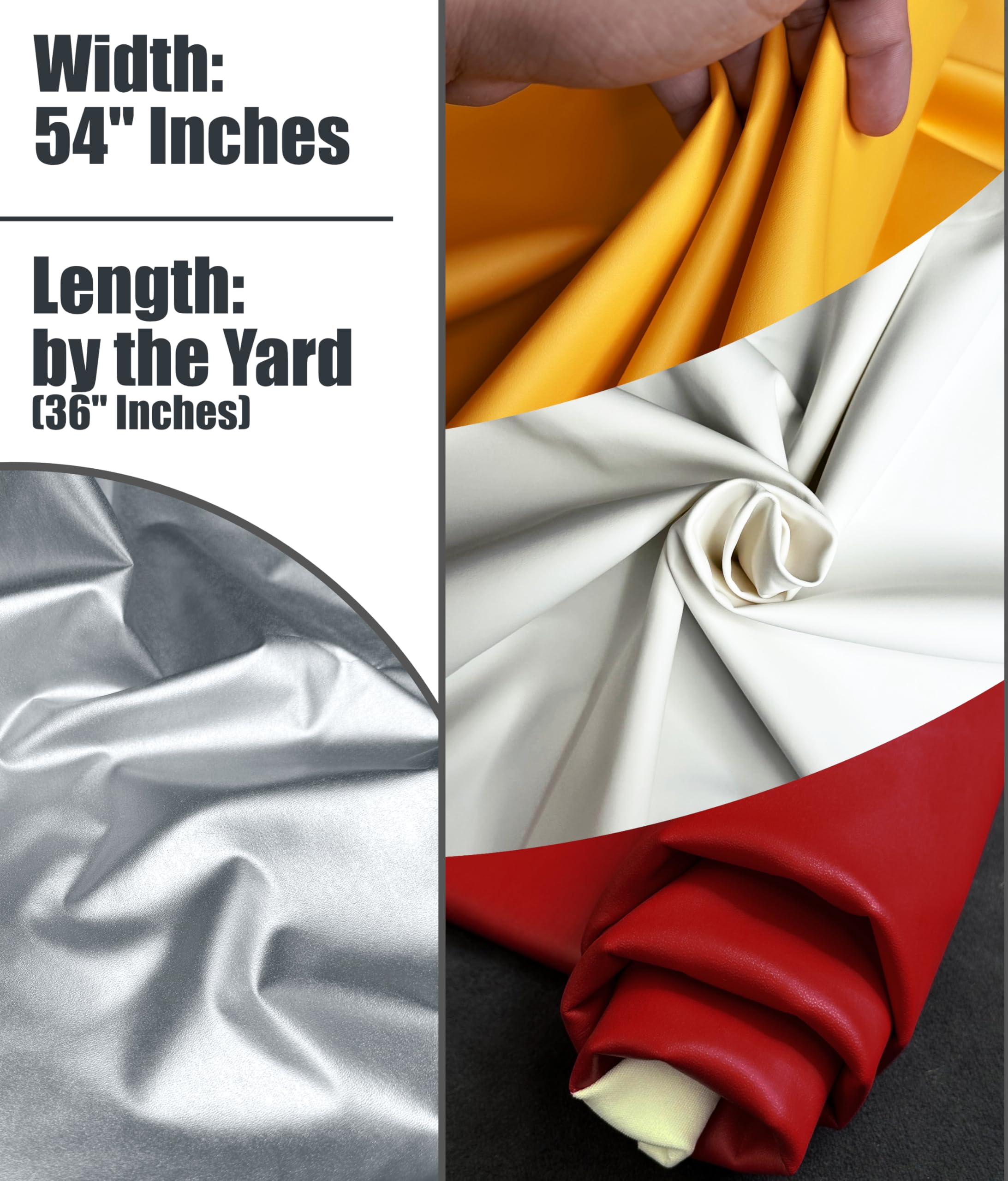 4-Way Stretch Vinyl Clothing Fabric Apparel Flexible Lightweight (16oz per Yard) PU Faux Leather 54" Wide Sold Continuous Yard - Strong Stretch Rebound, Create Outfits, Water Resistant, Stretch-White