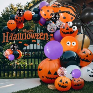 123 Pcs Halloween Balloons, Huge Spider Balloon Garland Arch kit Black Orange Purple Confetti Helium Latex Balloons for Birthday, Baby Shower, Outdoor Indoor Halloween Party Decorations Supplies