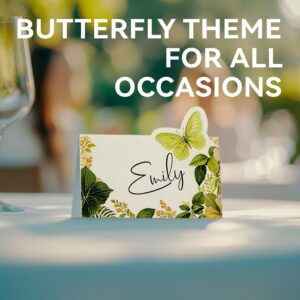 110 PCS Tent Cards, Small Place Cards with Elegant Floral Butterfly Design Delicate Seating Cards Blank Name Cards Escort Cards for Wedding, Table, Dinner Parties, Receptions (Each Measures 2” x 3.5”)