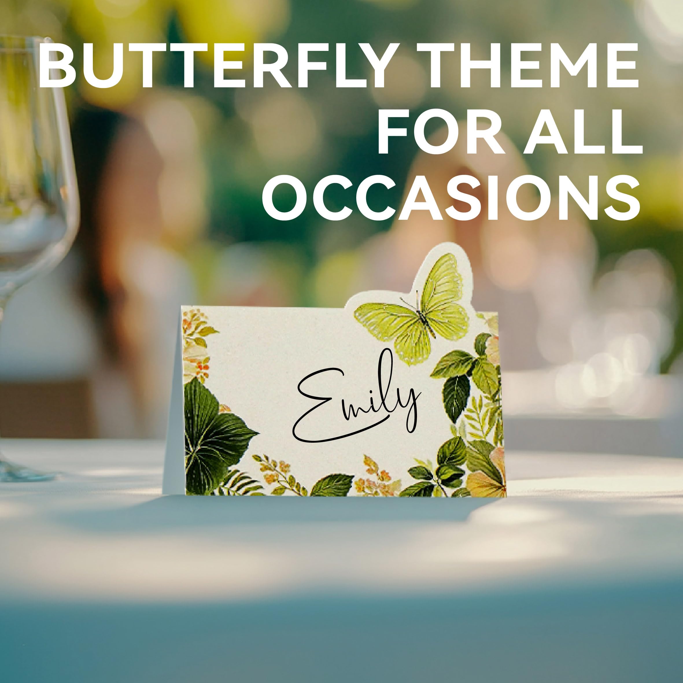 110 PCS Tent Cards, Small Place Cards with Elegant Floral Butterfly Design Delicate Seating Cards Blank Name Cards Escort Cards for Wedding, Table, Dinner Parties, Receptions (Each Measures 2” x 3.5”)