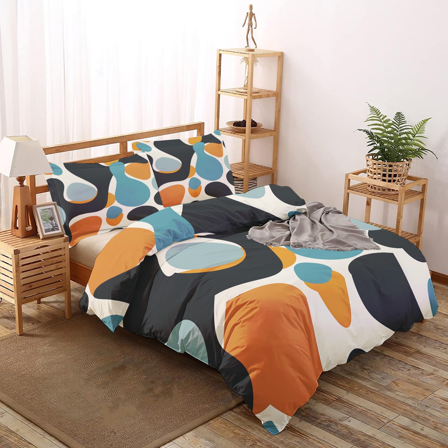 Epzgwjzth Geometric Duvet Cover Twin XL Size, Modern Abstract Comforter Cover with Zipper Closure 3 Pieces, Microfiber Soft Washed Bedding Set 1 Duvet Cover 68" x 90" 2 Pillow Shams