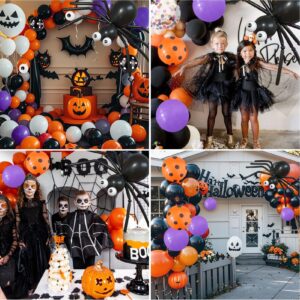 123 Pcs Halloween Balloons, Huge Spider Balloon Garland Arch kit Black Orange Purple Confetti Helium Latex Balloons for Birthday, Baby Shower, Outdoor Indoor Halloween Party Decorations Supplies