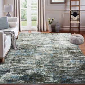 garveehome 9x12 area rug modern abstract large area rug machine washable rug for living room, non-slip stain resistant accent rug contemporary aesthetic floor cover carpet for bedroom, blue/grey