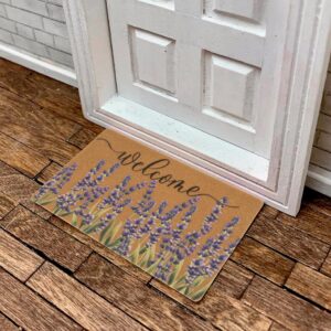 Lavender-Welcome-Doormat Outdoor-Entrance - Coir-Non-Slip Seasonal-Spring Summer Indoor Home Decor Front Door Mats