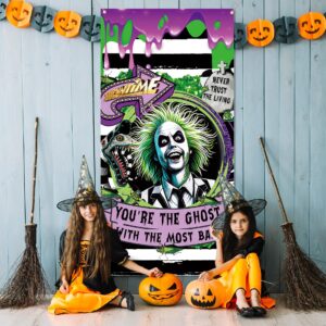 Vohado Door Cover It's Showtime Never Trust The Living Halloween Party Decoration Front Porch Indoor Outdoor Patio Banner Decor