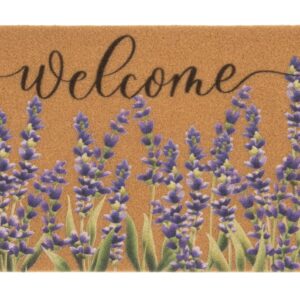 Lavender-Welcome-Doormat Outdoor-Entrance - Coir-Non-Slip Seasonal-Spring Summer Indoor Home Decor Front Door Mats