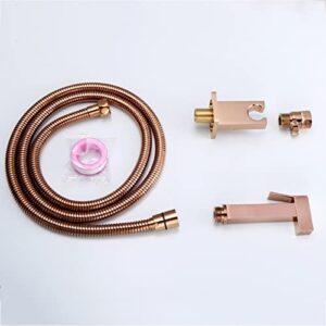 MINJING Bidet Faucet, Single Cold Rose Gold Handheld Toilet Bidet Sprayer, Square Shower Head, Bathroom Shattaf Douche Kit,1.5m Shower Hose