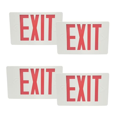 VICTORY 4 Packs Red Led Exit Sign Double-Sided Emergency Light with Battery Backup UL Certified 120-277V Fire Exit Sign for Business Commercial Stairs