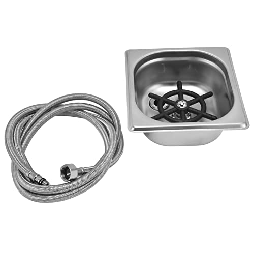 Stainless Steel Glass Rinser Cup Washer Cleaner Automatic for Bar Pub Hotel (Stainless Steel Color)