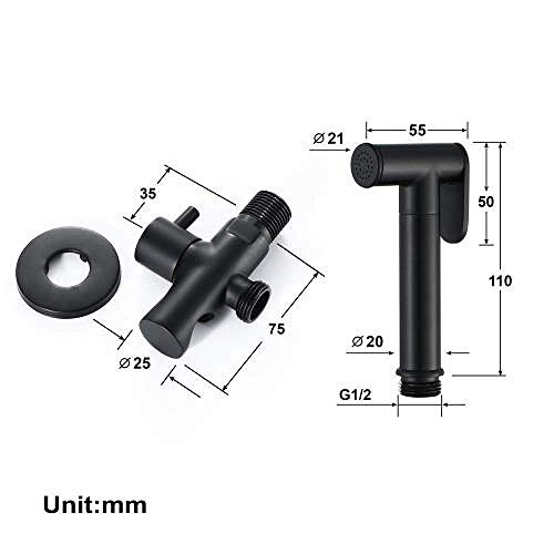 MINJING Bidet Stainless Steel Bathroom Shower Head Kit Accessory - Black Bidet Set Bathroom Toilet Spray Gun Brass Bidet