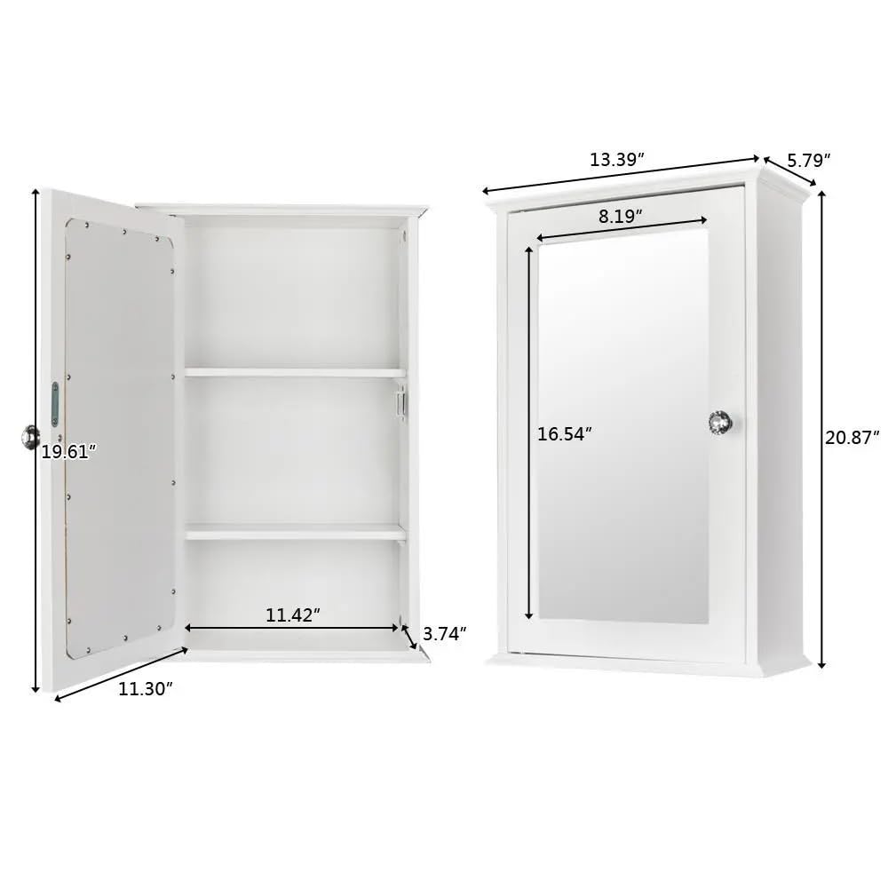 3-Lier Wall Mount Bathroom Cabinet Storage Medicine,toliet Cabinet Kitchen Laundry Cupboard with an Open Door