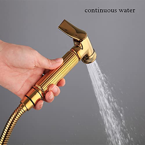 MINJING Handheld Bidet Sprayer for Toilet Wall Mounted Baby Cloth Diaper Sprayer Brass Titanium Gold Toilet Sprayer Single Cold Handheld Sprayer Kit, High Pressure