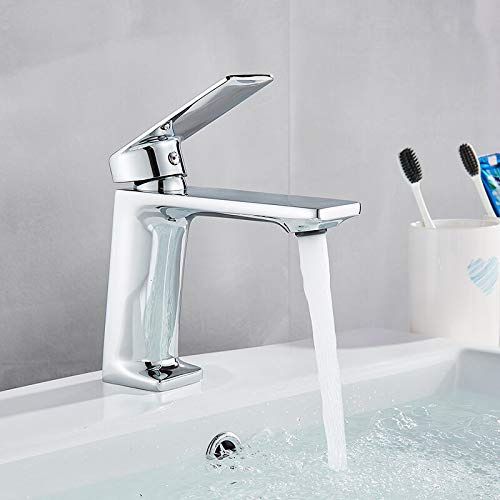 DUSJYOHRD Black Basin Faucet Bathroom Sink Faucet Chrome Faucet Basin Taps Deck Vintage Wash Hot Cold Water Mixer Tap Crane Bath Faucet(Chrome Polish)