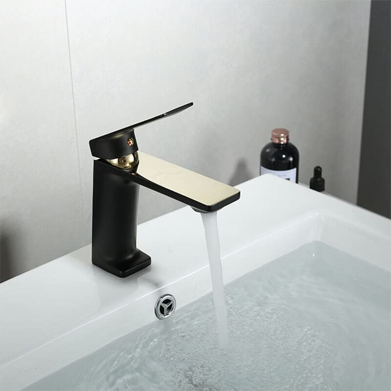 DUSJYOHRD Brass White Black Gold Basin Faucet Bathroom Hot Cold Water Mixer Crane Deck Mounted Single Handle Hole Bath Kitchen Sink Taps