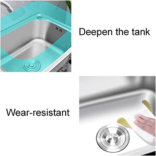 Single Bowl Stainless Steel Commercial Kitchen Sink, Free Standing Utility Sink Single Bowl Rectangle Wash Vegetable Basin For Garage Restaurant Laundry Room Outdoor (With Faucet 42*37*20.2CM)