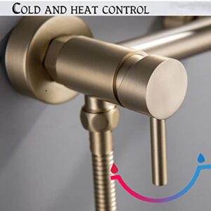 MINJING Handheld Bidet Sprayer for Toilet Brass Bathroom Cloth Diaper Sprayer Set with Cold and Hot Water, Wall Mounted Toilet Bidet Sprayer Kit for Feminine Hygiene,Chrome