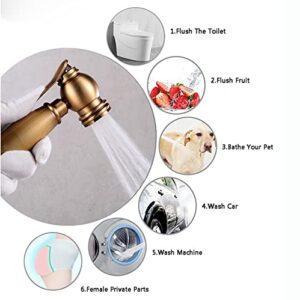 MINJING Handheld Bidet Sprayer for Toilet, Antique Brass Cloth Diaper Sprayer Kit Wall Mounted Bidet Sprayer Set Single Handle Toilet Bidet Sprayer Kit with 150cm Shower Hose