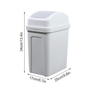 4 Gallon Kitchen Trash Can Plastic Garbage Can with Swing-top Lid Bathroom Trashcan Garbage Bin for Kitchen Waste Bedroom Room Outdoor Trash Can (Light Gray)