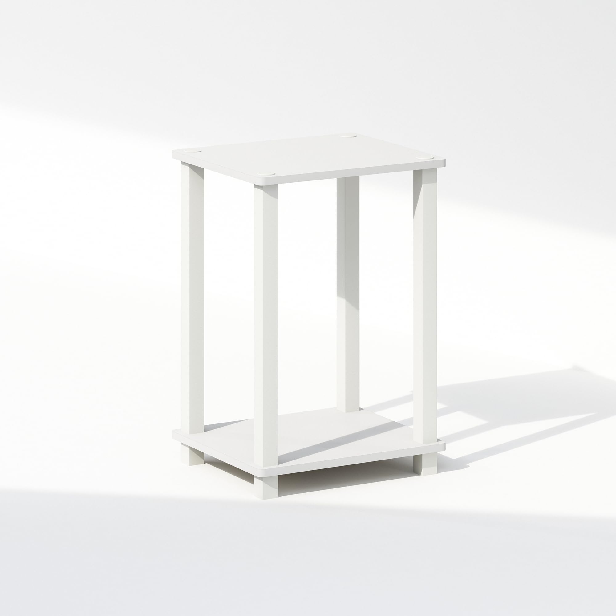 Furinno Simplistic Compact Bedside Table, Nightstand, White/White