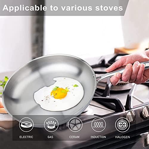 imarku Stainless Steel Pan, 12 inch Frying Pan, 3 Ply Stainless Steel Frying pan, Fry pan, Stainless Steel Skillet, Cooking Pan - Oven Safe Skillet, Christmas Gift for Man and Woman