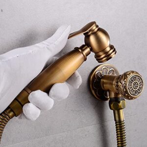 MINJING Handheld Bidet Sprayer for Toilet, Antique Brass Cloth Diaper Sprayer Kit Wall Mounted Bidet Sprayer Set Single Handle Toilet Bidet Sprayer Kit with 150cm Shower Hose