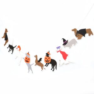 halloween dog garland - halloween spooky dogs banner, cute witch hat pumpkin puppy dog hanging banner, halloween puppy theme wall decor