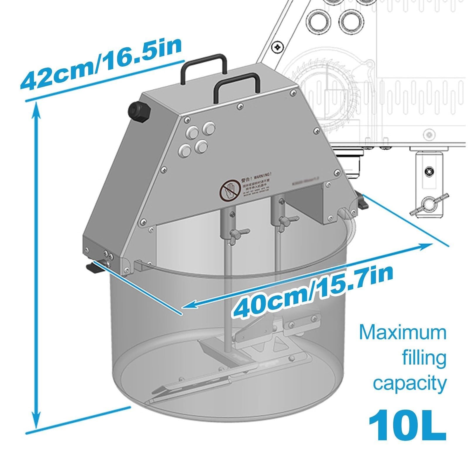 RODIETO Commercial Electric Food Stirrer Pot, 10L Automatic Mixer Machine with Spatula, Double Stirring Paddle, Auxiliary Lighting, Stainless Steel Jam Mixing Machine for Making Sauce, Filling