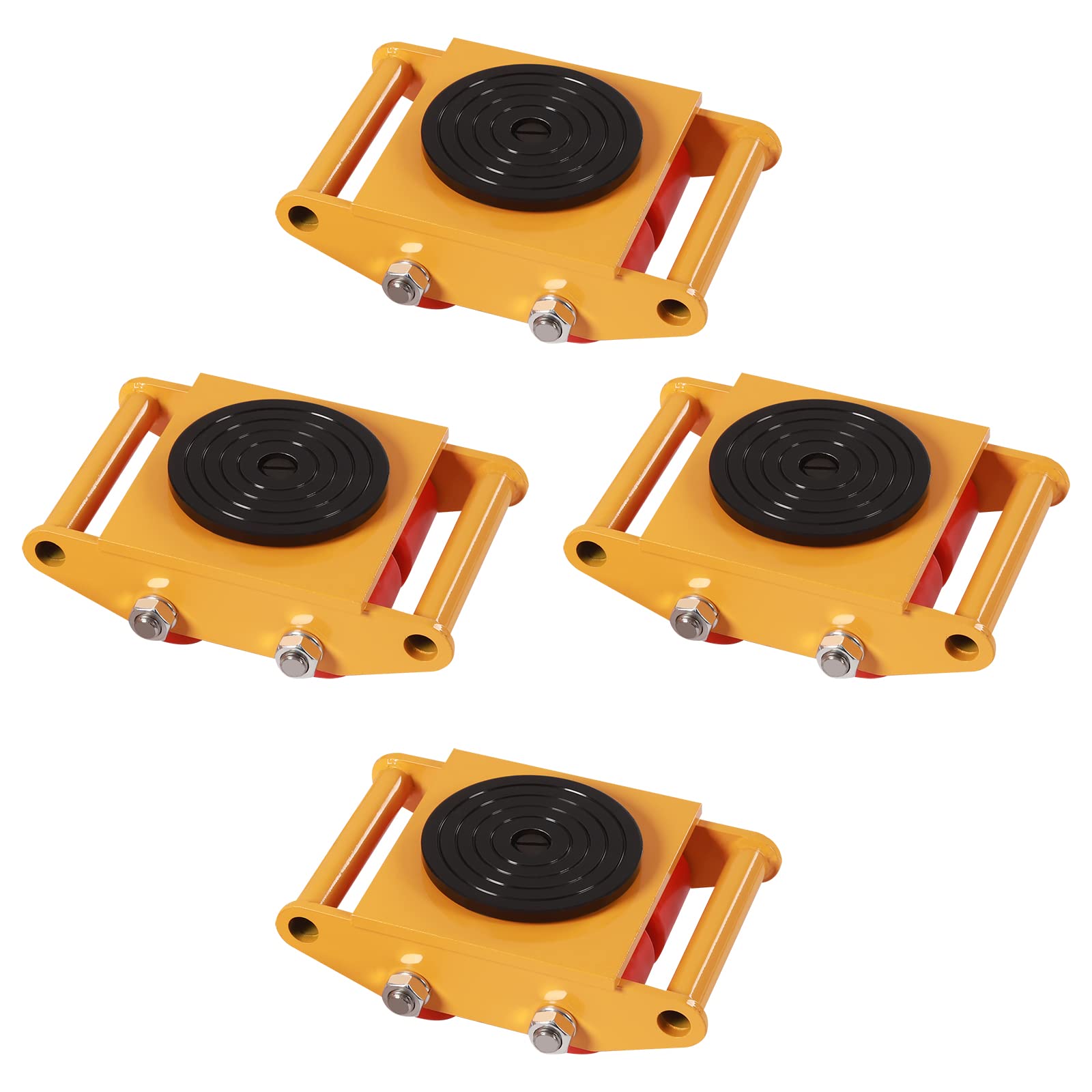 4PCS Machinery Mover with 2pcs Handles, 6T Machinery Skate Dolly, 13200lbs Machinery Moving Skate, Machinery Mover Skate w/ 360° Rotation Cap and 4 Rollers, Heavy Duty Industrial Moving Equipment