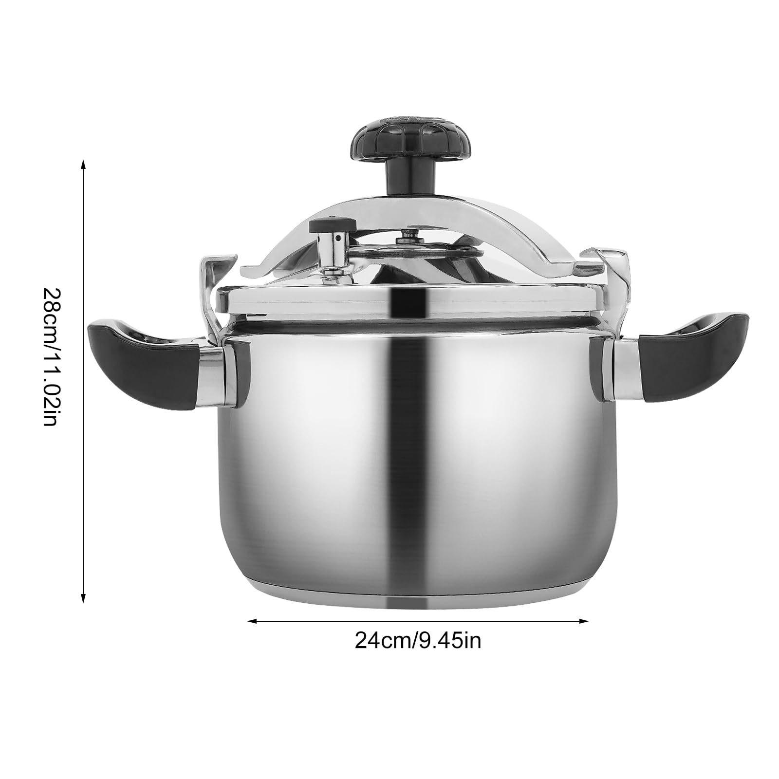 Stainless Steel Pressure Cooker 6.35 Qt Durable Pressure Canner High Safety Double Valves Quick Cooking Eco-Friendly Cookware for All Stoves Induction Gas Electric for Family Meals