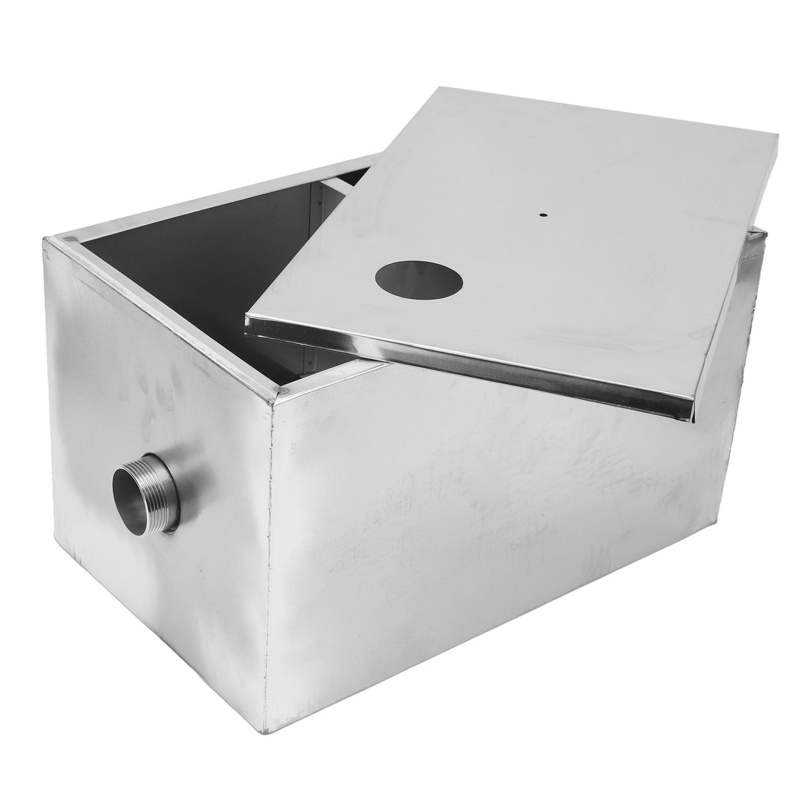 Stainless Steel Grease Trap, Heavy Duty Oil Water Separator with Detachable Filter Basket, 400x250x230mm for Commercial Kitchens