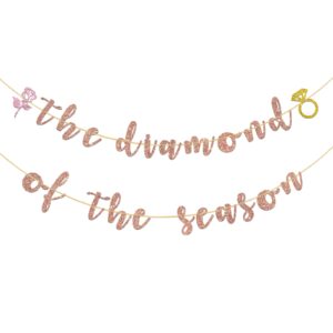 kakaswa tea party bridal shower banner, the diamond of the season banner for high tea party supplies, bridal shower garden party decorations, rose gold glitter