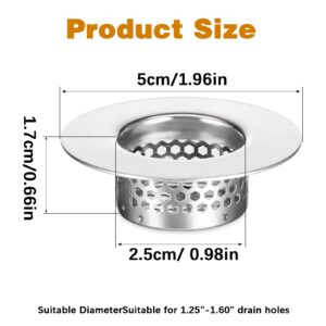 3pcs Bathroom Sink Strainer Bathtub Hair Catcher Bathroom Sink Drain Cover Stainless Steel Sink Strainer Bath Tub Hair Catcher Mesh Sink Strainer for Kitchen Fit Hole Size from 1.25" to 1.60"