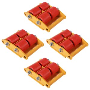 4PCS Machinery Mover with 2pcs Handles, 6T Machinery Skate Dolly, 13200lbs Machinery Moving Skate, Machinery Mover Skate w/ 360° Rotation Cap and 4 Rollers, Heavy Duty Industrial Moving Equipment