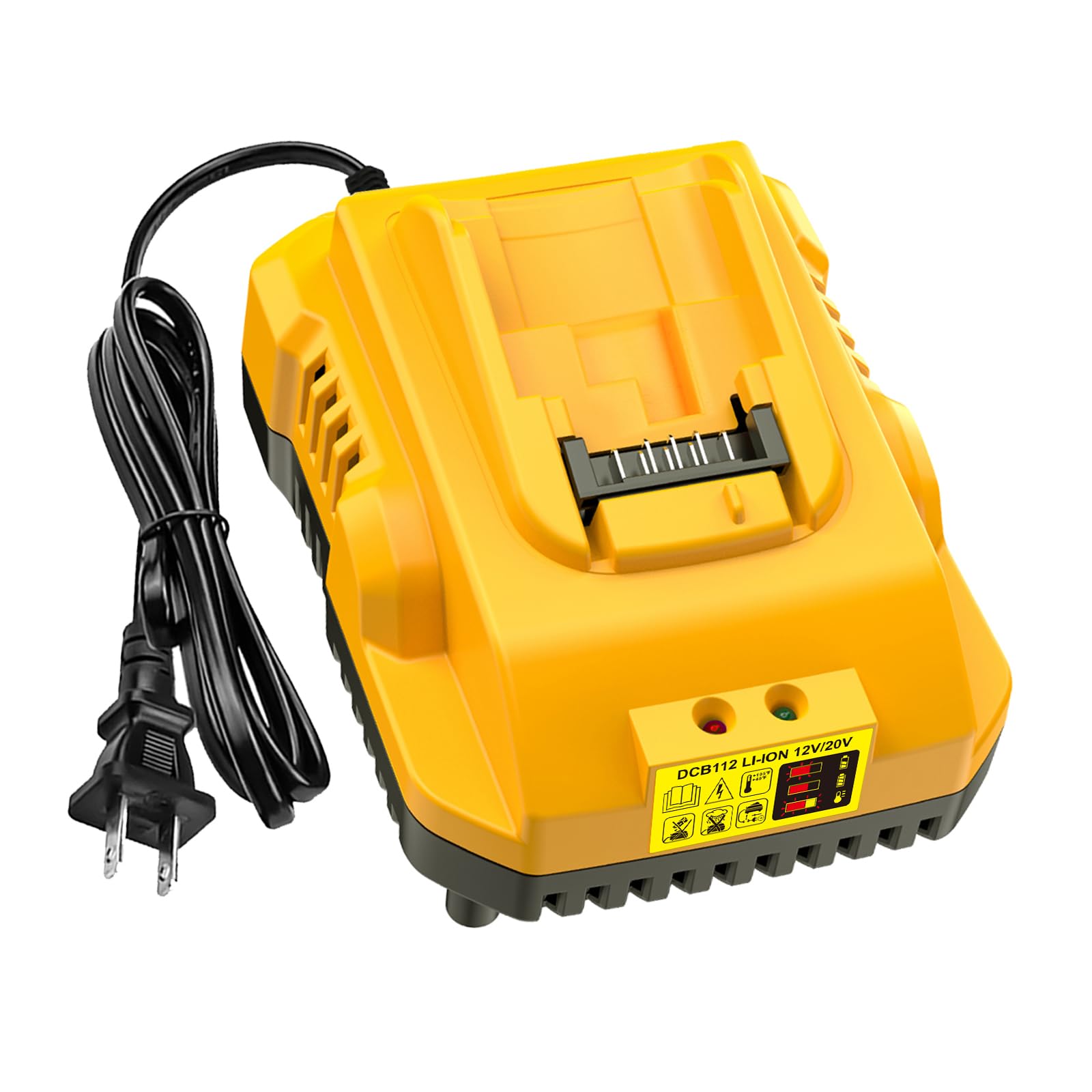 Lenoya DCB112 Charger Repalcement for Dewalt 12v/20v Battery Charger Compatible with Dewalt 12v/20v Max Battery DCB200 DCB203 DCB125 DCB107 Yellow