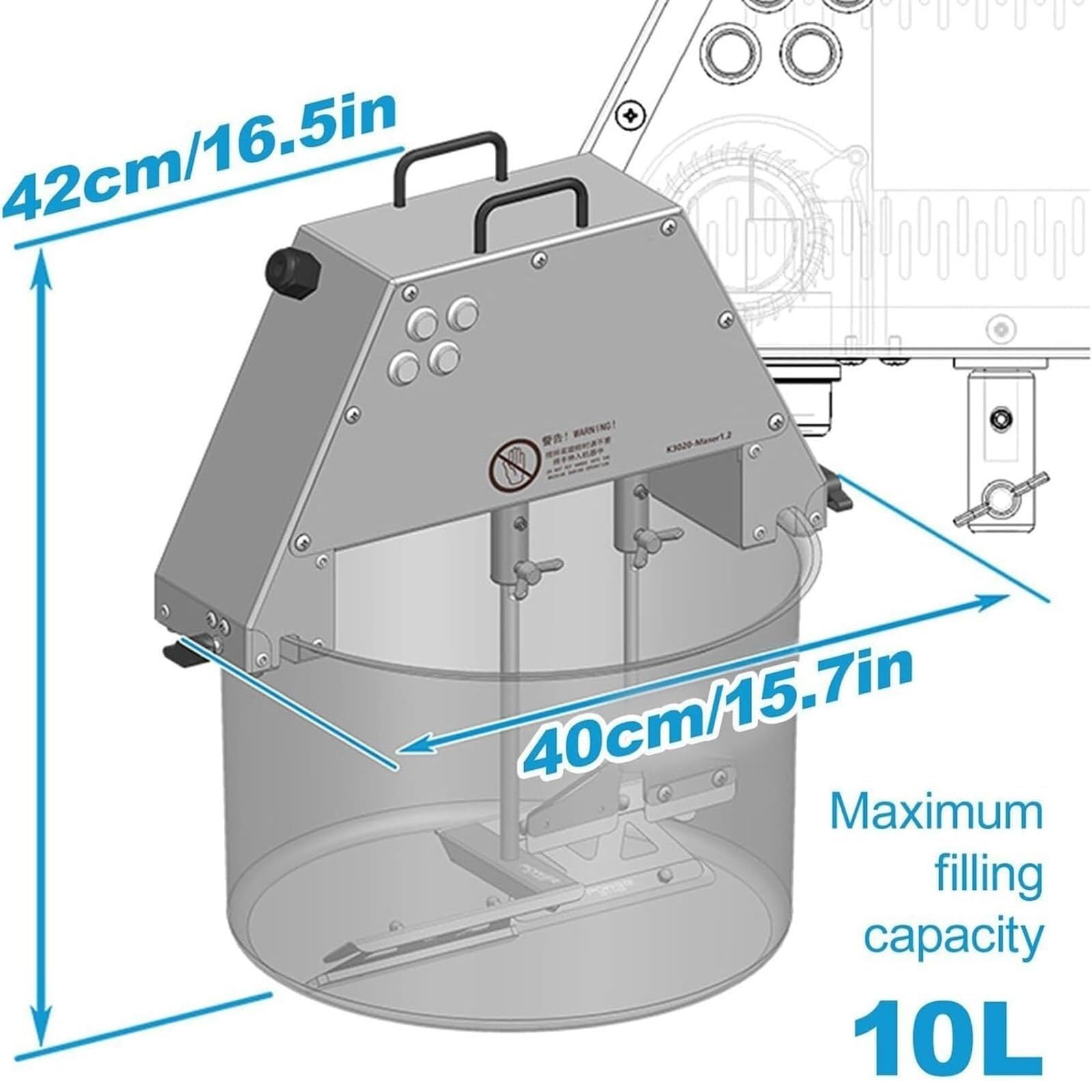 Commercial Food Stirrer Pot, Automatic Mixer Machine with Double Stirring Paddle, Auxiliary Fan & Lighting Lamp, 10l Stainless Steel Stand Mixer, for Making Jam/Sauce/Filling(110V)