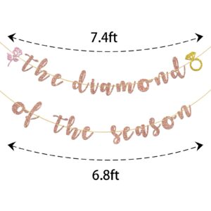 KakaSwa Tea Party Bridal Shower Banner, The Diamond of The Season Banner for High Tea Party Supplies, Bridal Shower Garden Party Decorations, Rose Gold Glitter