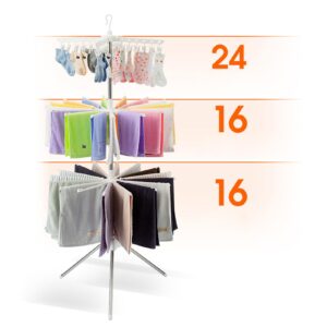 Nikou Clothes Drying Rack, Large 3-Tier Foldable Drying Rack Clothing(67H x 27W x 27L Inches), Movable Drying Rack. Multifunctional Stainless Steel Laundry Drying Rack, White