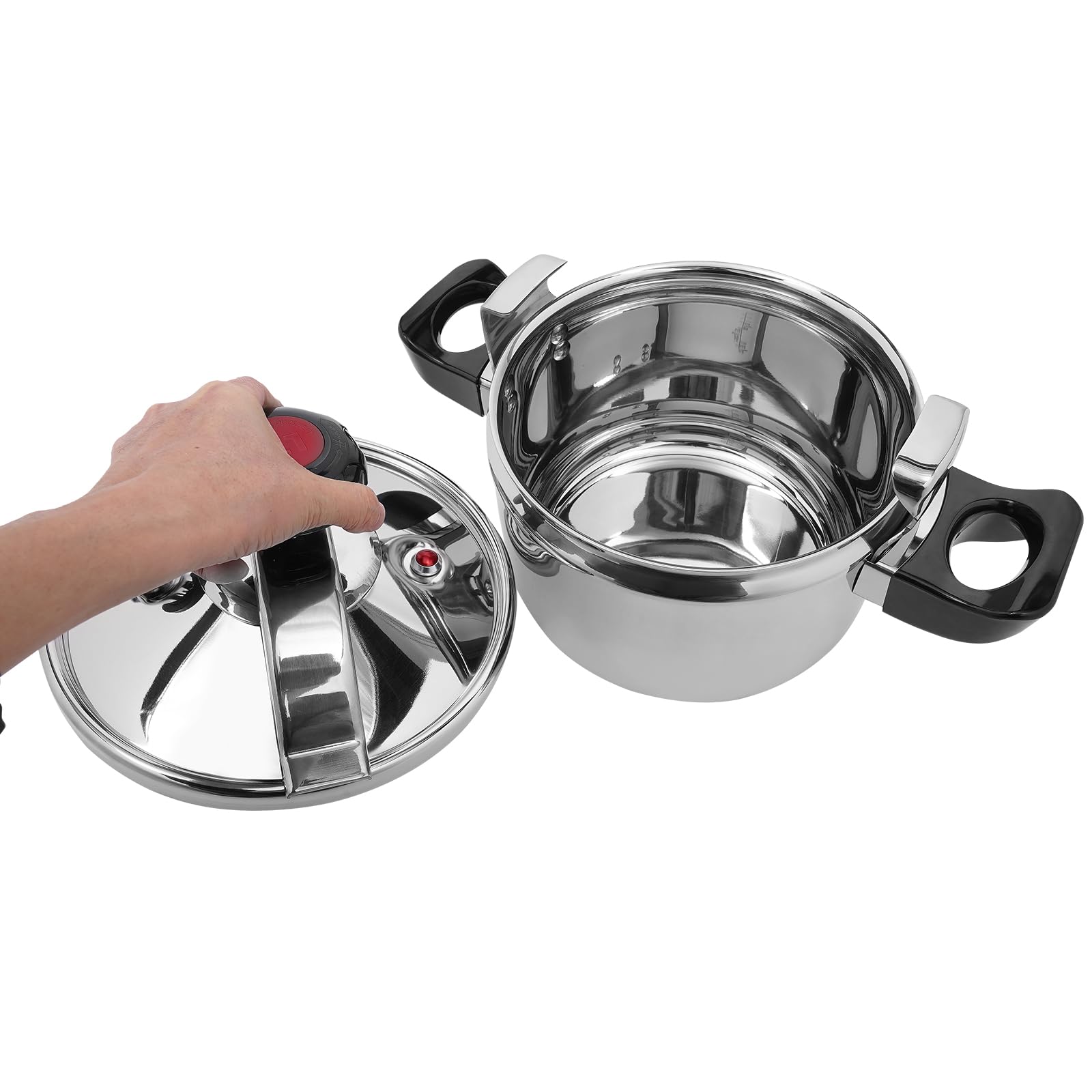 Stainless Steel Pressure Cooker 6.35 Qt Durable Pressure Canner High Safety Double Valves Quick Cooking Eco-Friendly Cookware for All Stoves Induction Gas Electric for Family Meals