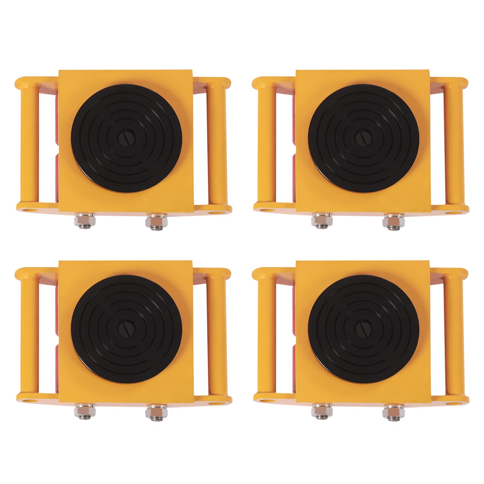 4PCS Machinery Mover with 2pcs Handles, 6T Machinery Skate Dolly, 13200lbs Machinery Moving Skate, Machinery Mover Skate w/ 360° Rotation Cap and 4 Rollers, Heavy Duty Industrial Moving Equipment