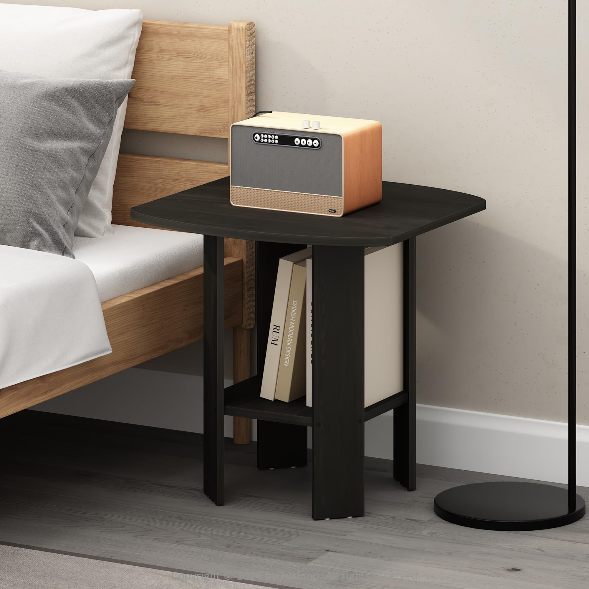 Furinno Tidur Simple Design Bedside Table Nightstand, Espresso