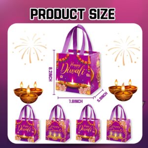 kaixiaoru 20 PCS Happy Diwali Day Treat Bag,Happy Diwali Day Gift Bags Candy Bags Gooide Bags with Handle Reusable Non Woven Tote Bags for Diwali Day Party Decorations Favors (7.9 * 7.9 * 8.3inch)