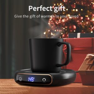 Lerat Coffee Mug Warmer & Mug Set for Desk, Electric Coffee Cup Warmer with Auto Shut Off, 3 Temperature Setting Smart Cup Warmer for Heating Coffee, Milk, Beverage, Candle Jar, 12oz(Light Black)