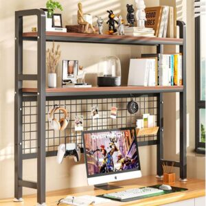 suzeper computer desktop bookcase 2-3tier,multipurpose wood desk hutch bookshelf for computer metal countertop display rack organizer, multipurpose storage display rack for office home dormitory