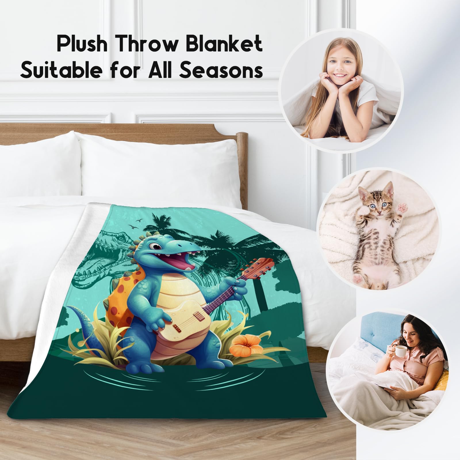 Dinosaur Throw Blanket for Boys Girls, Toddler Blankets for Boys Dinosaur Room Decor, Dinosaur Blanket Gifts for Dinosaur Lovers, 60"x80" Soft Kids Throw Blanket for Bed Living Room