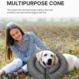 MIDOG Dog Cone Collar for Large Medium Dogs, Soft Inflatable Dog Cone Alternative After Surgery, Adjustable Protective Recovery Cone - Alternative E Collar Does Not Block Vision (Gray, L, Patented)