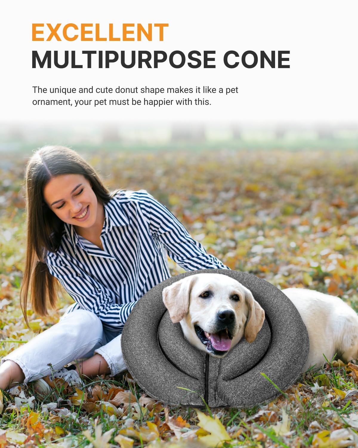 MIDOG Dog Cone Collar for Large Medium Dogs, Soft Inflatable Dog Cone Alternative After Surgery, Adjustable Protective Recovery Cone - Alternative E Collar Does Not Block Vision (Gray, L, Patented)