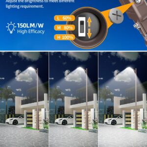 LED Parking Lot Lights 320W 250W 200W, LED Shoebox Light 5000K Adjustable Arm Mount, UL Listed Outdoor Pole Light with Photocell, IP65 Waterproof Commercial Street Area Lighting 100-277V (2 Pack)