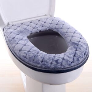 hokojix Toilet Seat Pad Soft Toilet Seat Cushion Toilet Seat Warmer Washable Toilet Seat Mat with Zipper Closure