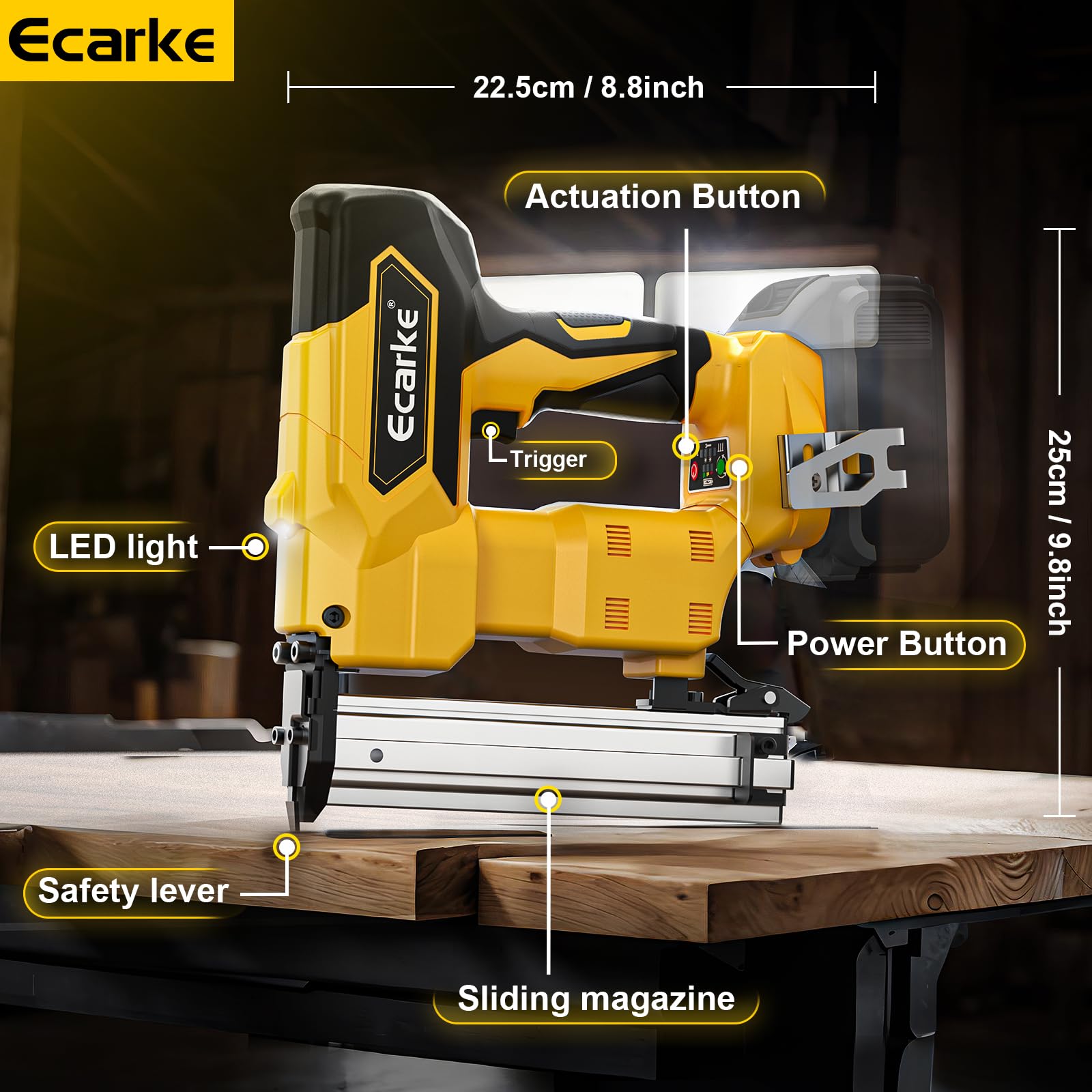 18GA Cordless Brad Nailer for Dewalt 20V MAX Battery: Electric Brad Nail Gun with 18 Gauge Nails for Upholstery Woodworking - Brushless- 2 Mode - 5/8 to 1-1/4 Inch - Tool Only