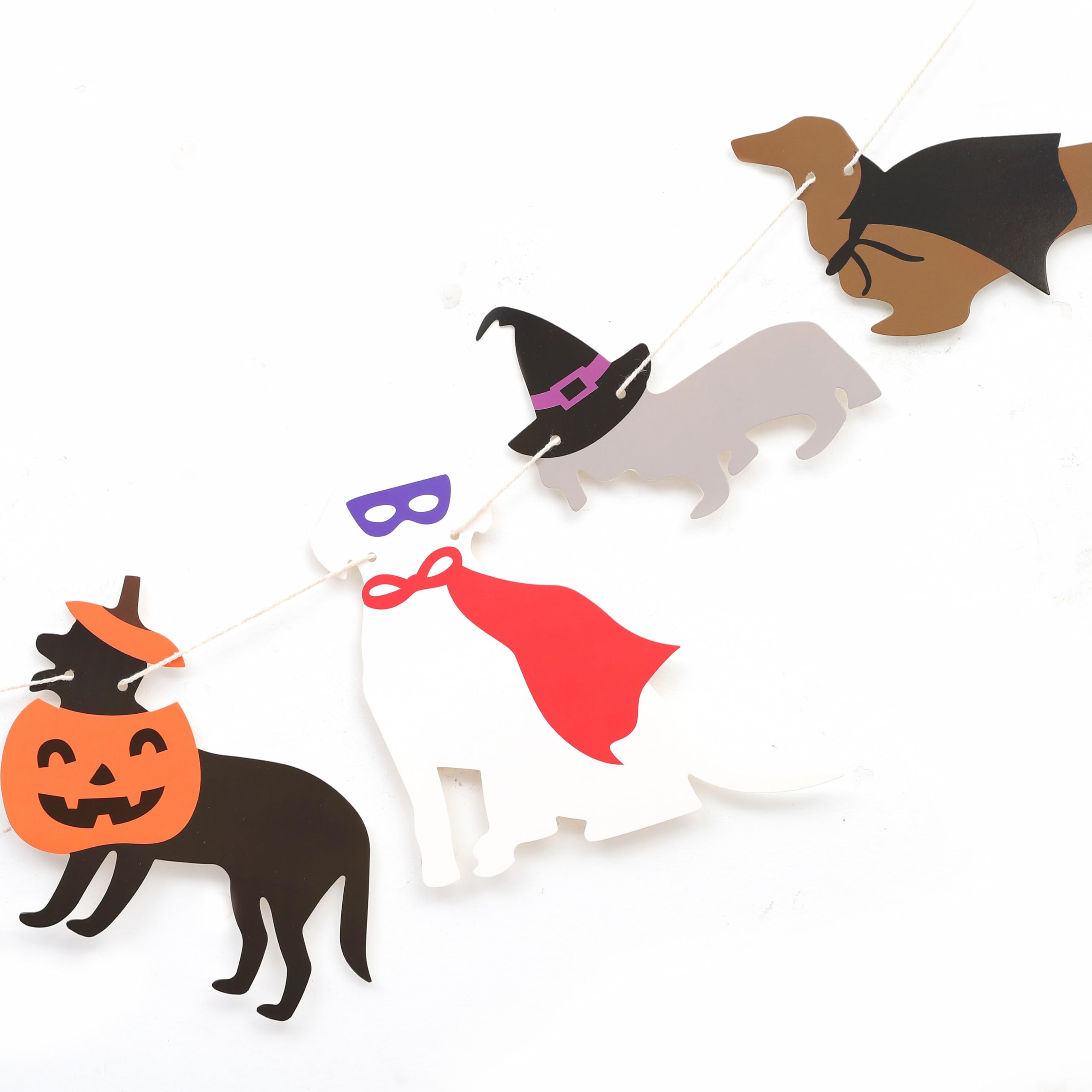 Halloween Dog Garland - Halloween Spooky Dogs Banner, Cute Witch Hat Pumpkin Puppy Dog Hanging Banner, Halloween Puppy Theme Wall Decor